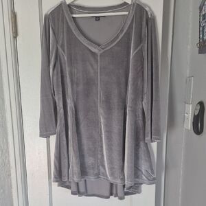 Chadwicks Silver-Gray Velvet V-Neck Tunic
